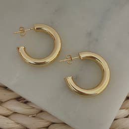 18k Gold Filled Thick Hoop Earrings