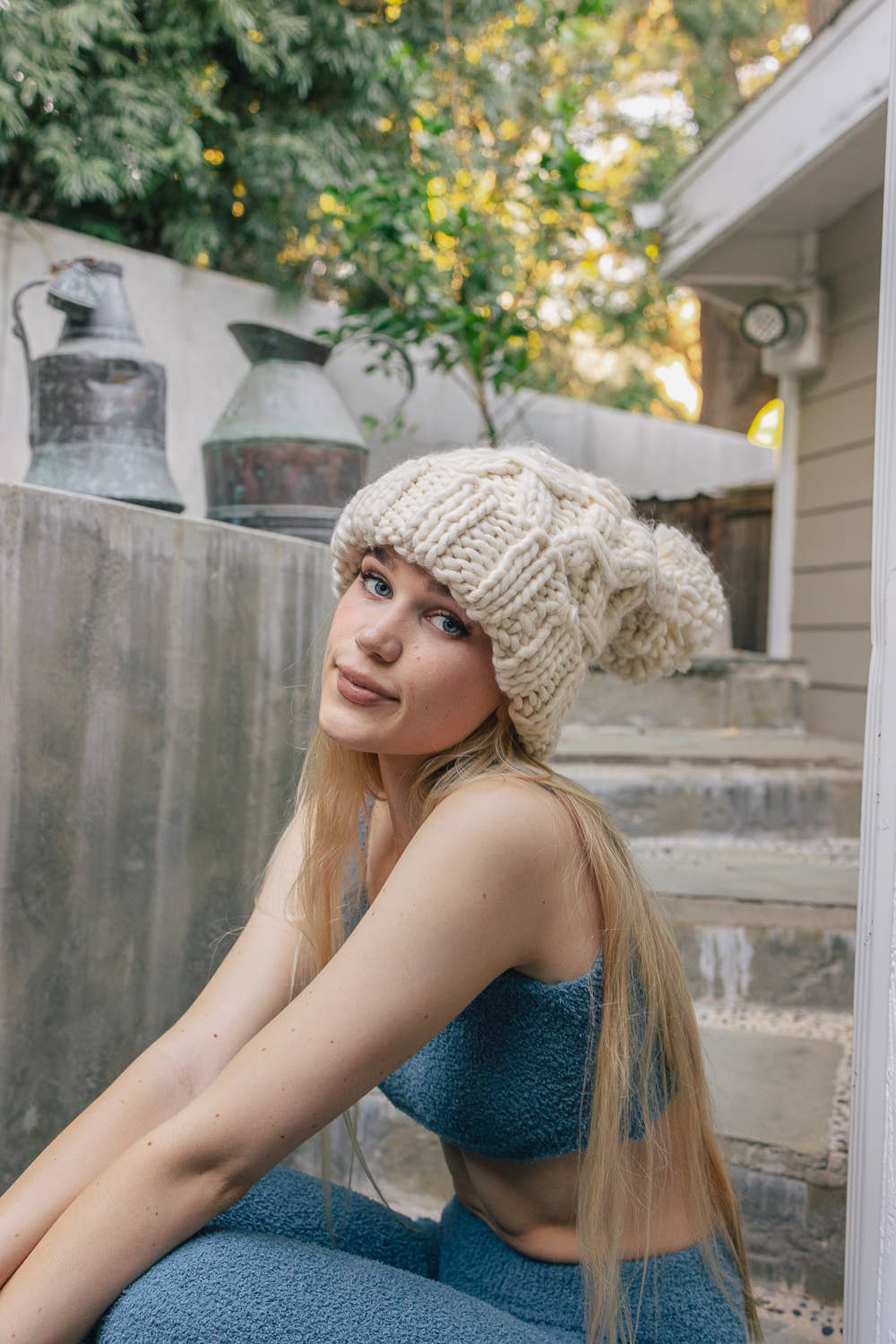Leto Accessories - Trendy Textured Chunky Knit Pom Beanie for Women 🧶