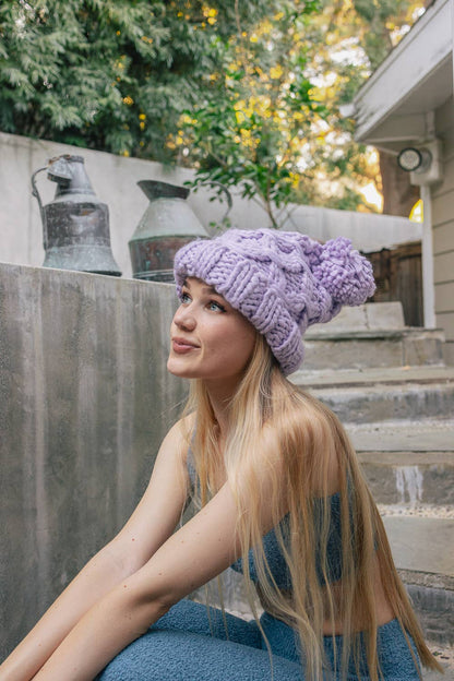 Leto Accessories - Trendy Textured Chunky Knit Pom Beanie for Women 🧶
