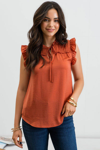 Ruffle Collared Sleeveless Top