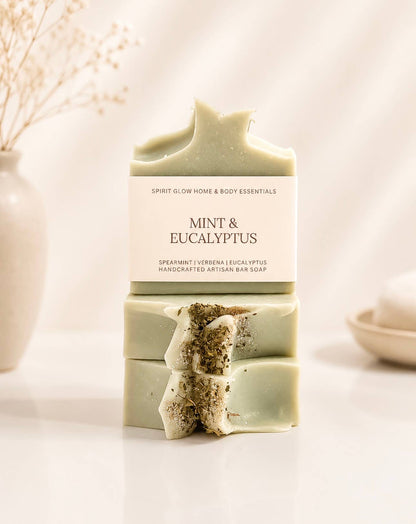 Spirit Glow Home & Body Essentials - Mint & Eucalyptus - Handcrafted Artisan Soap Bar