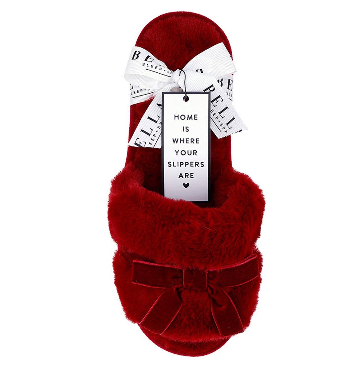 Burgundy Bow Slippers