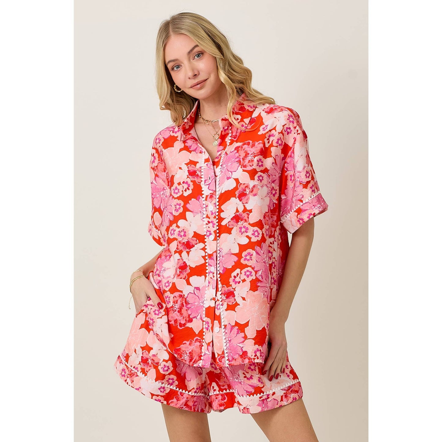 SKYLAR ROSE - Summer Floral Short Sleeve Top & Shorts Set