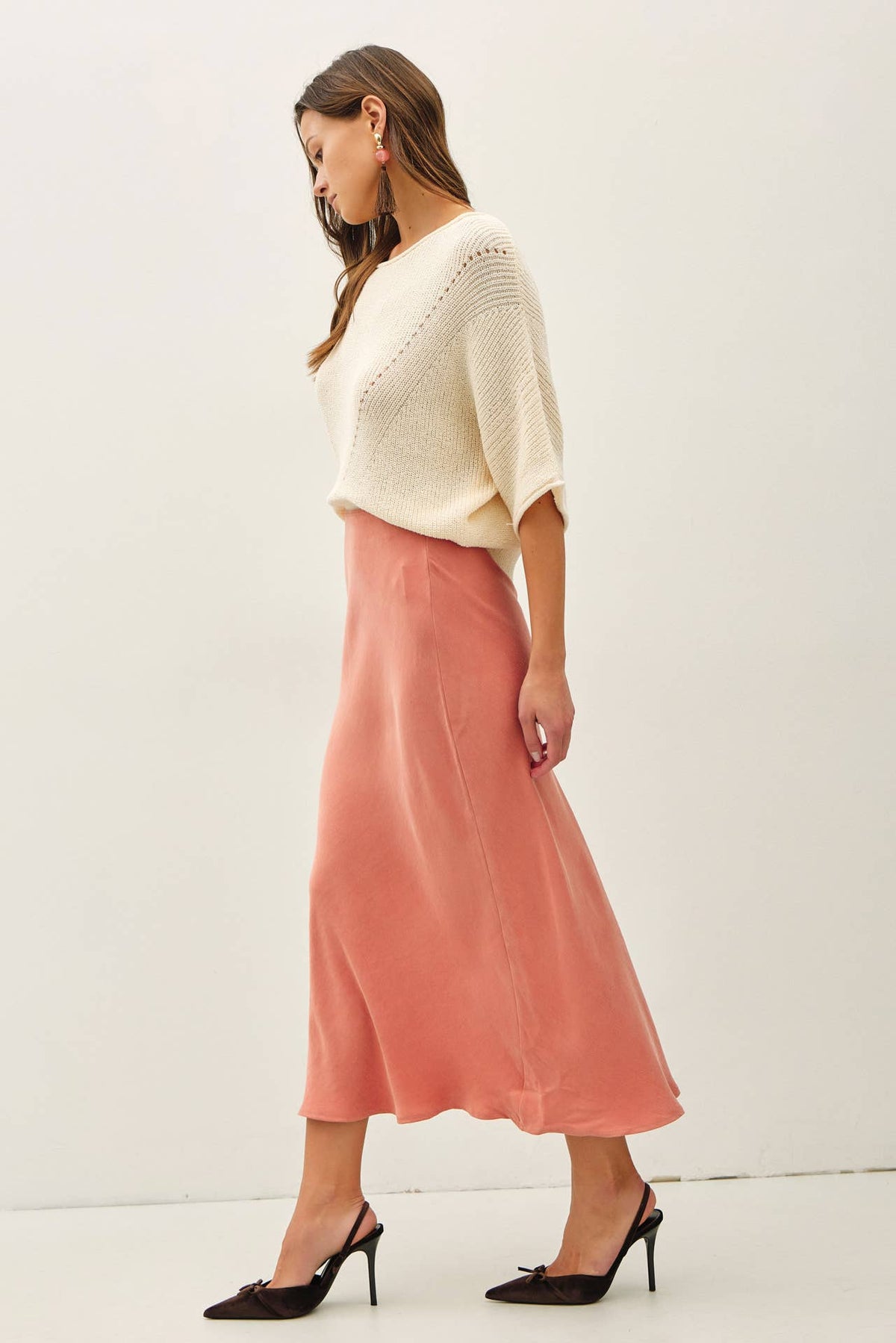 Silky Suede Feel Midi Skirt