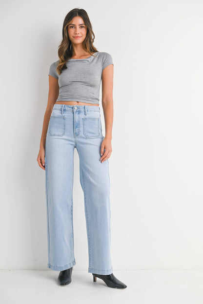 JBD - Mini Patch Pocket Wide Leg - LIGHT DENIM - DP790