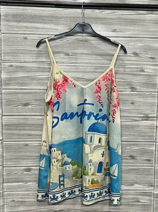 Printed Sky Blue Italian Top