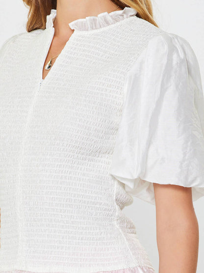 Puff Sleeve Smocked Top
