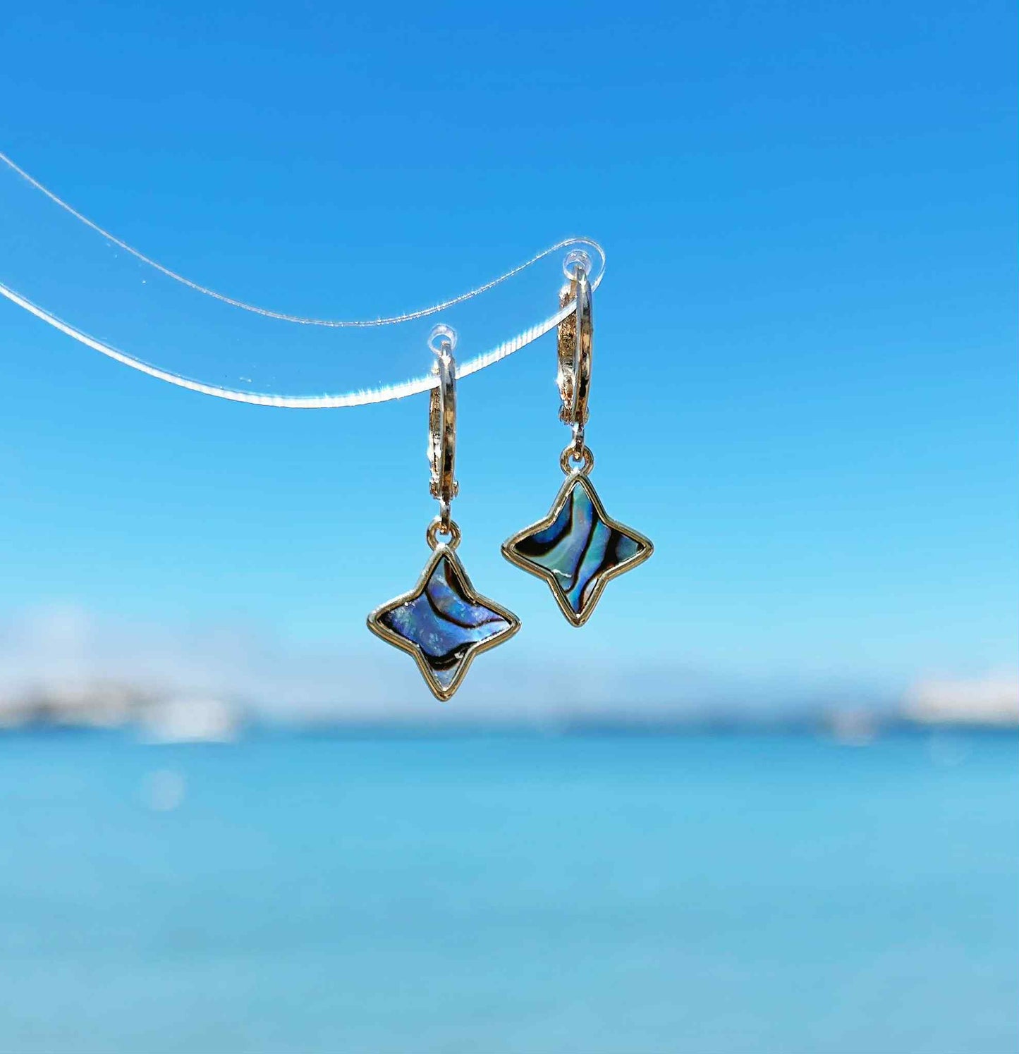 14K Gold Plated Seashell Star Earrings