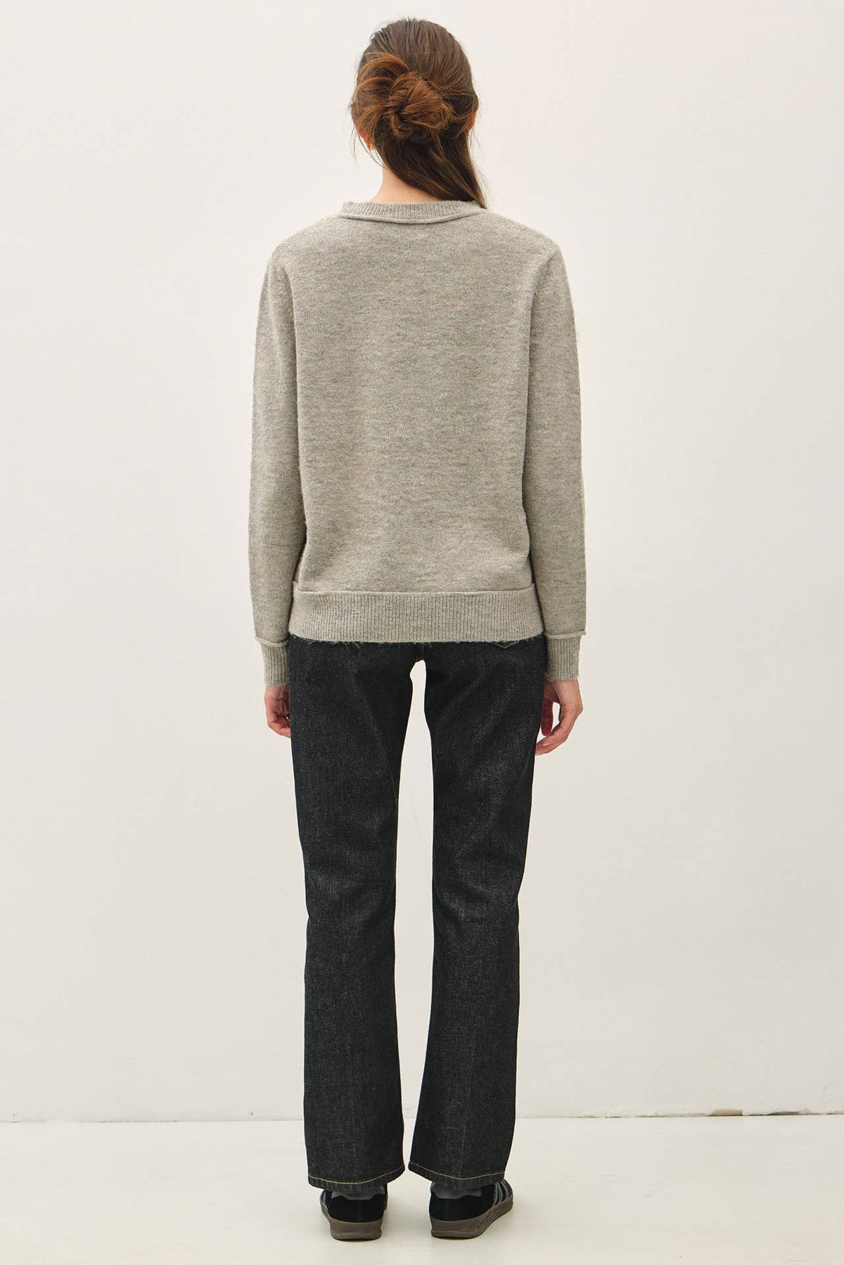 Crew Neck Pullover Exposed Seam Knit Sweater