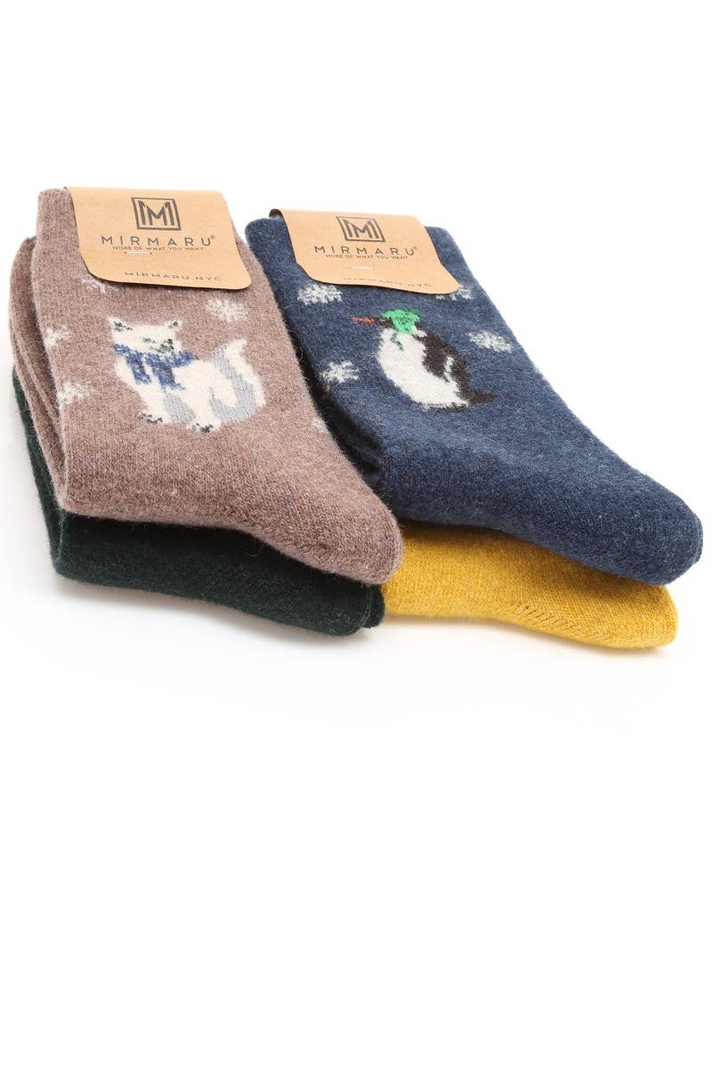 Women's Animals Wool Blend Crew Socks
