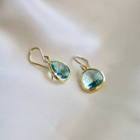 Faceted Aquamarine Bezel Earrings