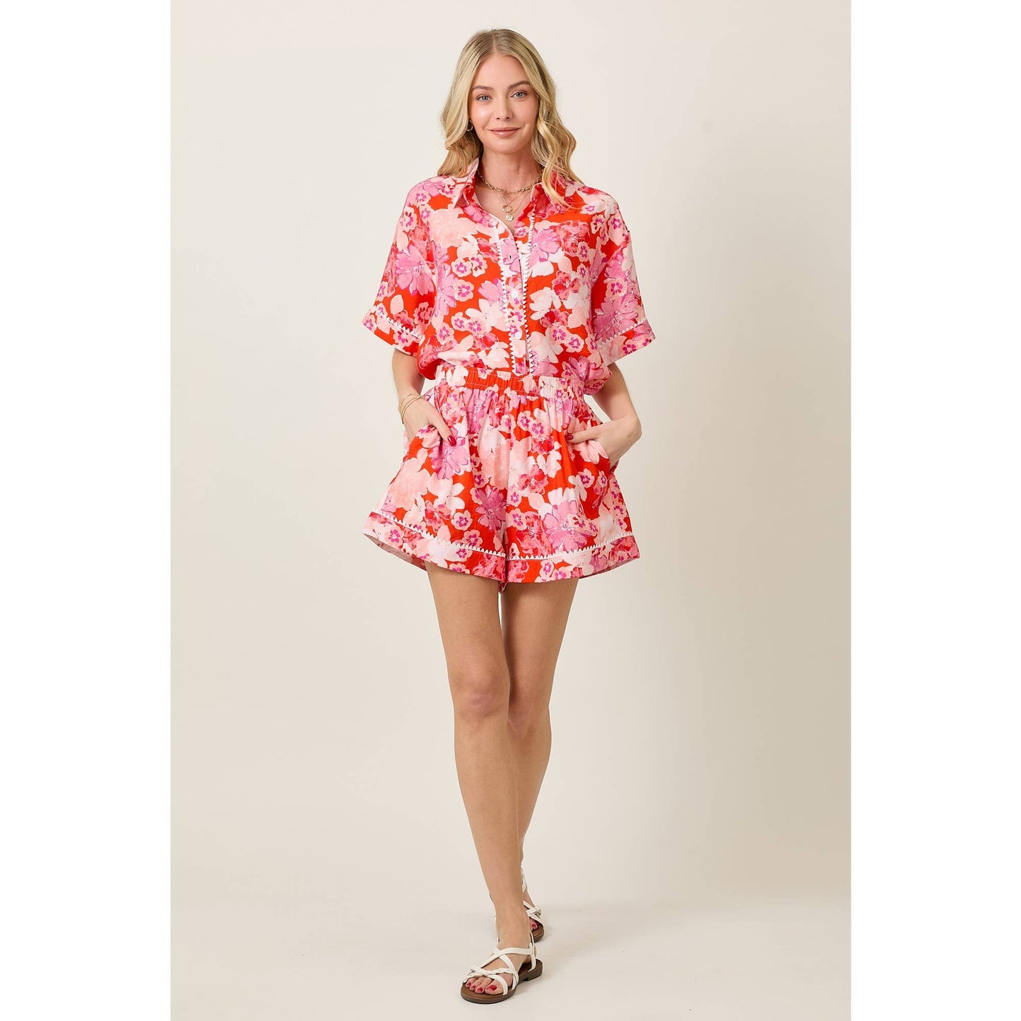 SKYLAR ROSE - Summer Floral Short Sleeve Top & Shorts Set