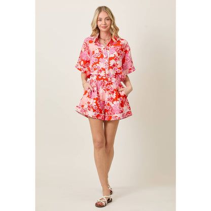 SKYLAR ROSE - Summer Floral Short Sleeve Top & Shorts Set