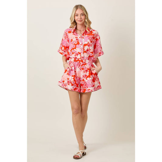 SKYLAR ROSE - Summer Floral Short Sleeve Top & Shorts Set