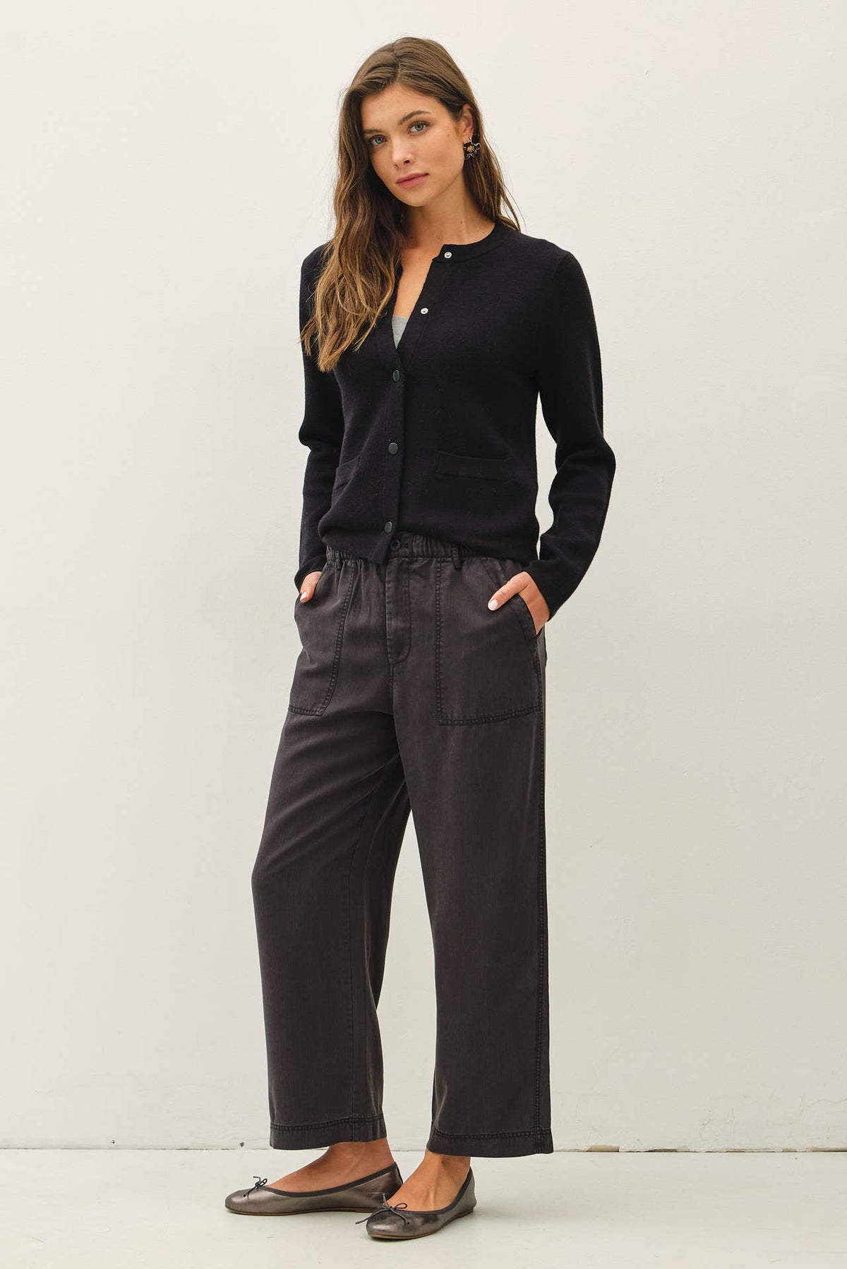 Wide-Leg Tencel Pant With Drawstring Elastic Waist
