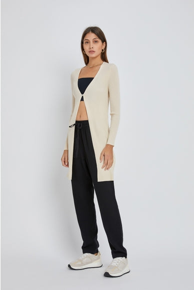 Cream Ribbed Duster Cardigan