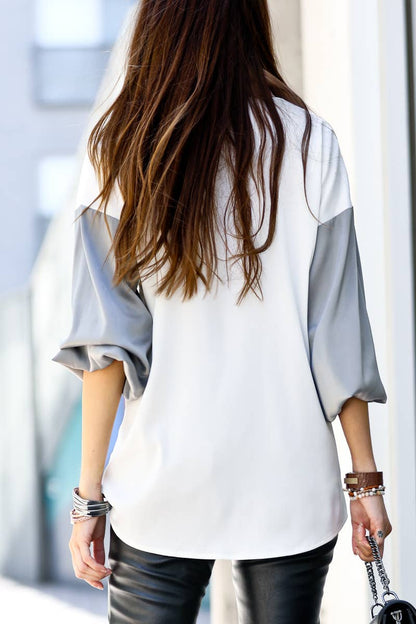 Color Block Puff Sleeve Top