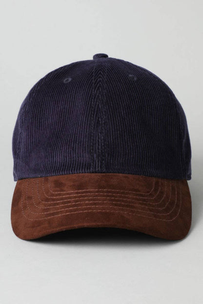 Two-Tone Corduroy with Suede Visor Baseball Cap