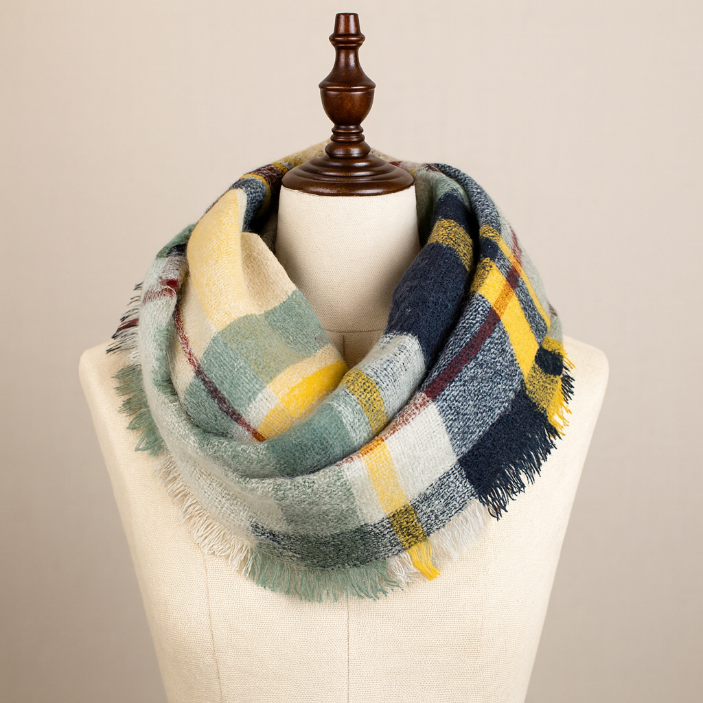 Plaid Soft Woven Infinity Scarf