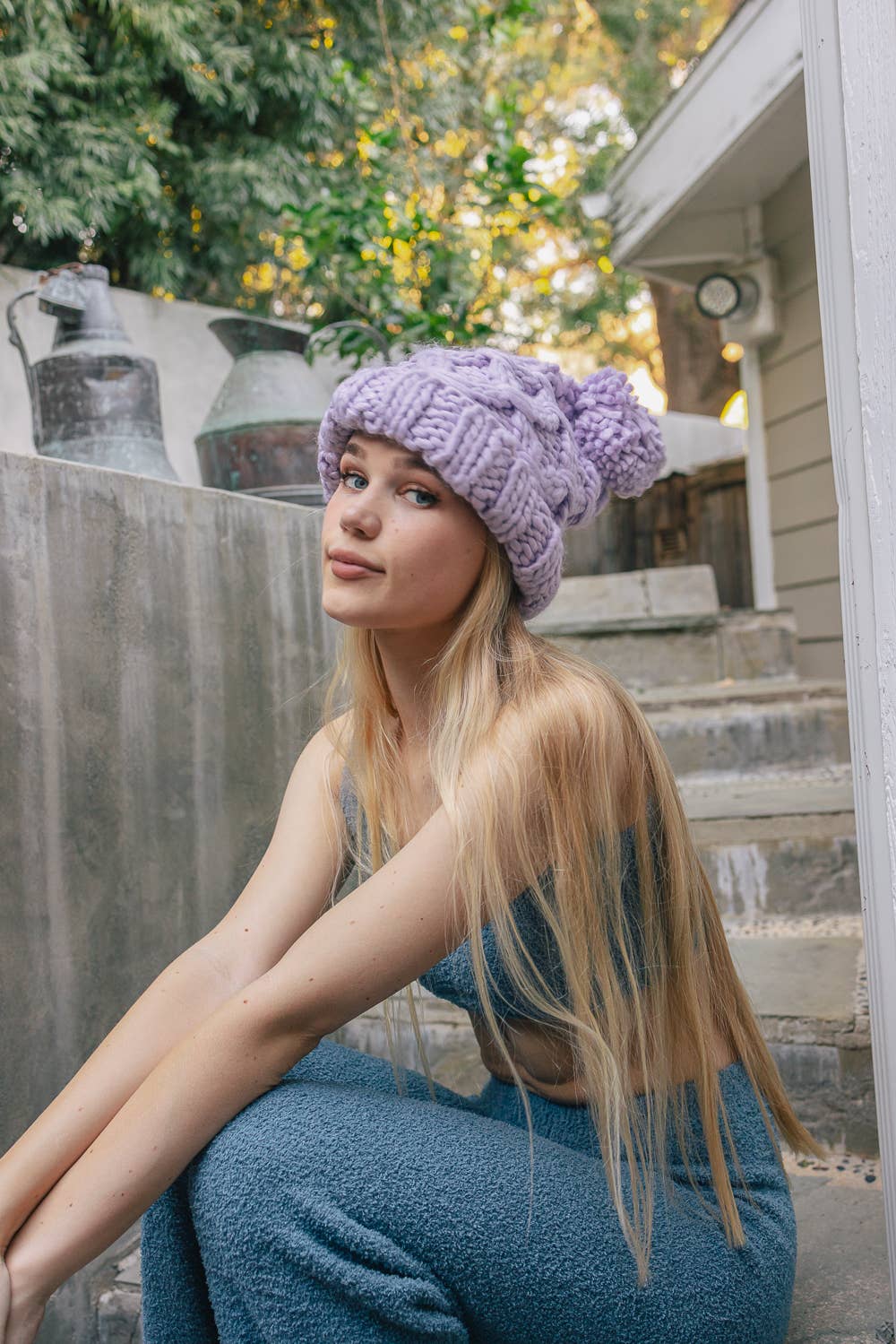 Leto Accessories - Trendy Textured Chunky Knit Pom Beanie for Women 🧶