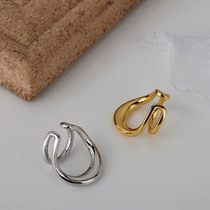 Double Line Golden & Silver Ear Cuff-One Piece