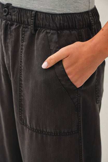 Wide-Leg Tencel Pant With Drawstring Elastic Waist