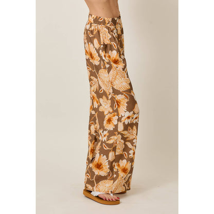 Skylar Rose - Floral Print Wide Leg Pants With Pockets