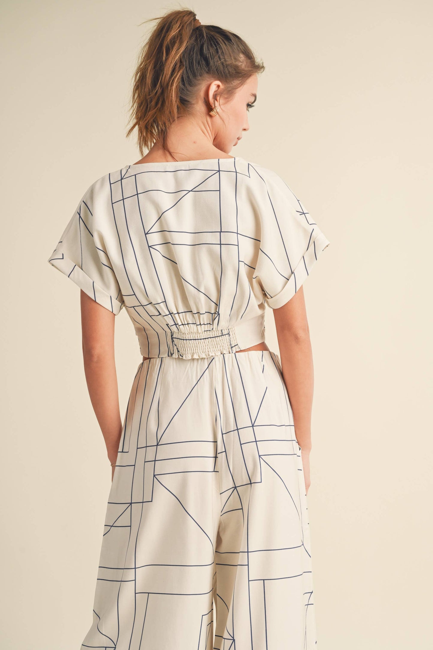 MIOU MUSE - T3447ST   MULTI GRID PATTERN KNT FRONT TOP