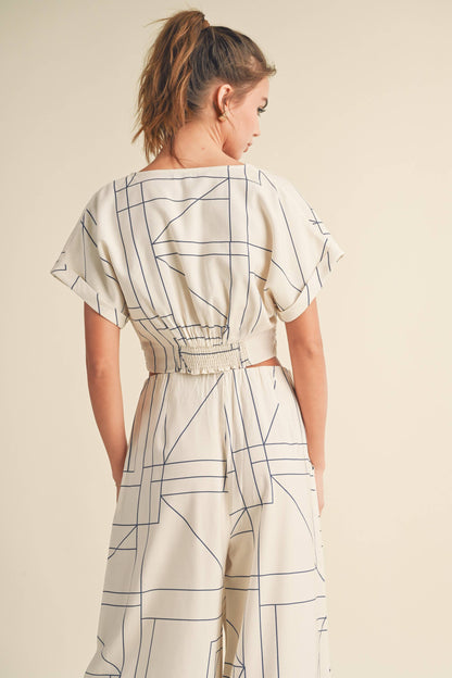MIOU MUSE - T3447ST   MULTI GRID PATTERN KNT FRONT TOP