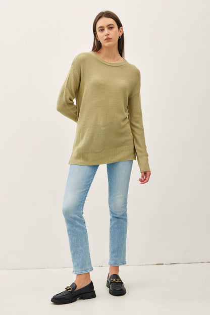 BASIC ROUND NECK BOYFRIEND FIT SWEATER