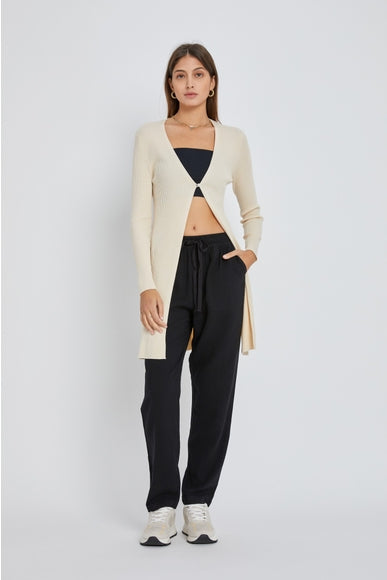 Cream Ribbed Duster Cardigan