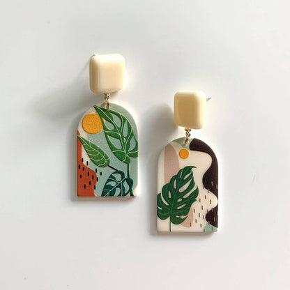 Acrylic Monstera Leaf Earrings