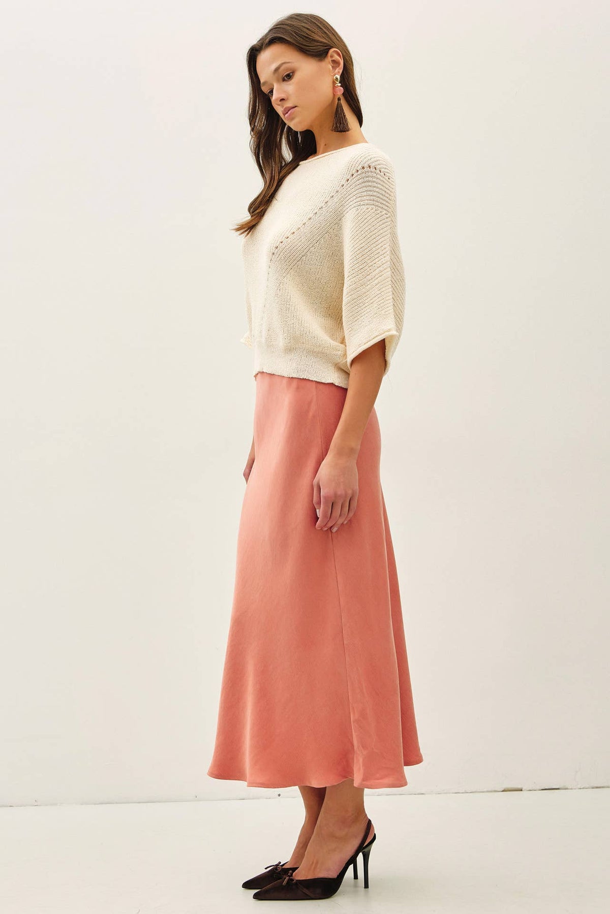 Silky Suede Feel Midi Skirt