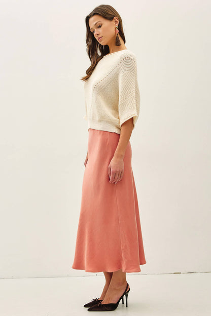 Silky Suede Feel Midi Skirt