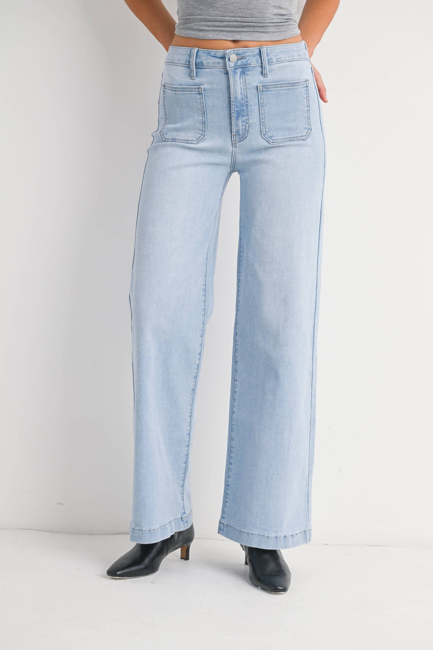 JBD - Mini Patch Pocket Wide Leg - LIGHT DENIM - DP790