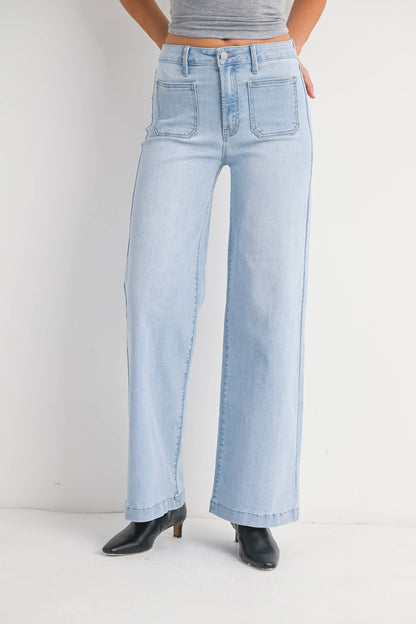 JBD - Mini Patch Pocket Wide Leg - LIGHT DENIM - DP790