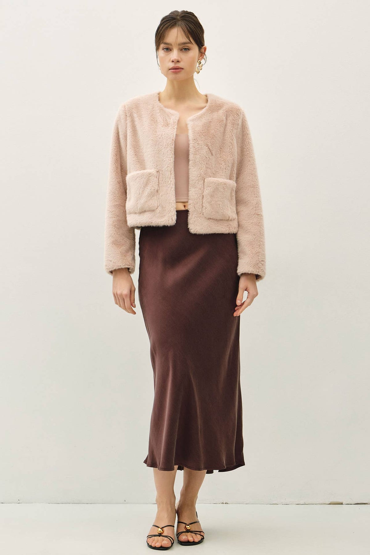 Silky Suede Feel Midi Skirt