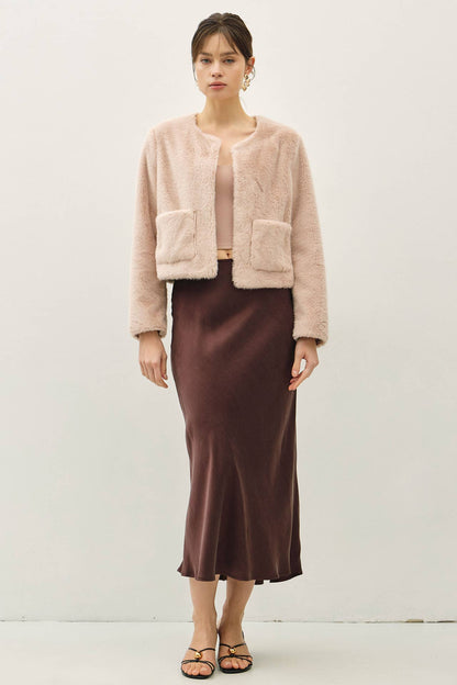 Silky Suede Feel Midi Skirt