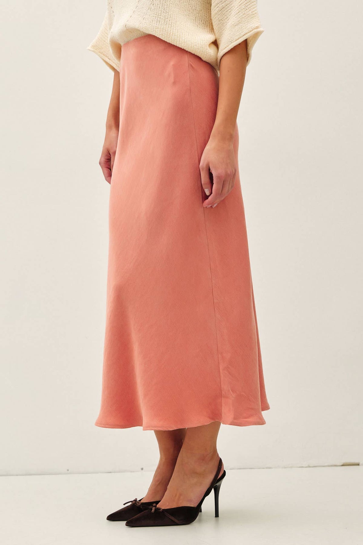 Silky Suede Feel Midi Skirt
