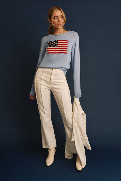 Frayed Hem Flare Pants