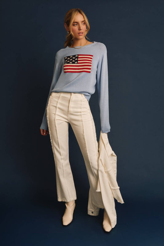 Frayed Hem Flare Pants