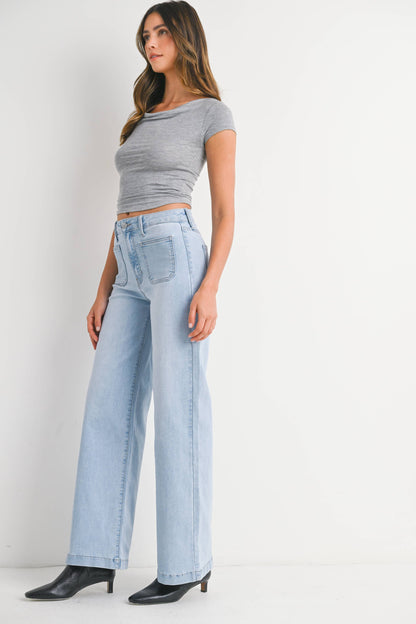 JBD - Mini Patch Pocket Wide Leg - LIGHT DENIM - DP790