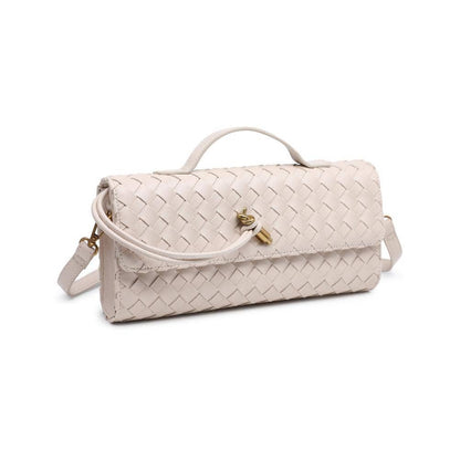 Urban Expressions - Ada Top Handle Woven East West Clutch Crossbody: Oatmilk