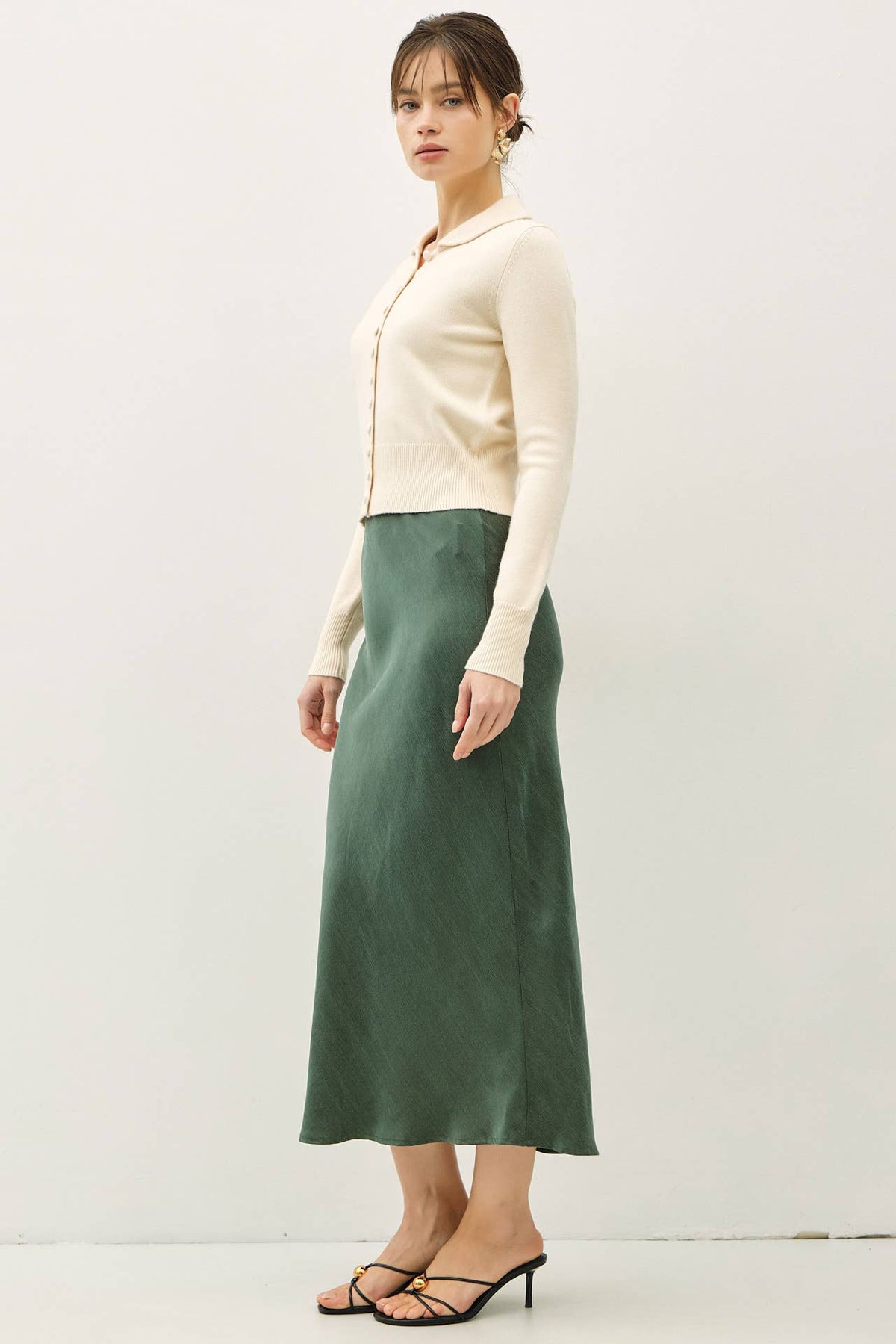 Silky Suede Feel Midi Skirt