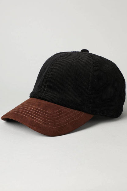 Two-Tone Corduroy with Suede Visor Baseball Cap