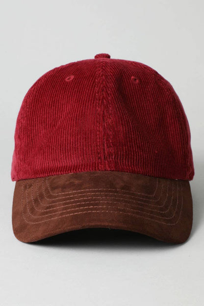 Two-Tone Corduroy with Suede Visor Baseball Cap