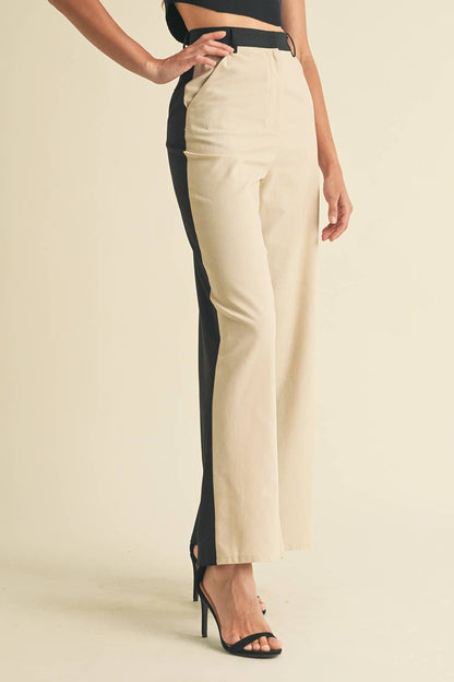 Linen Color Block Trouser