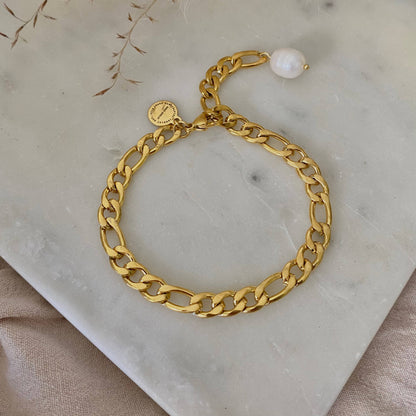 18K Gold Plated Figaro Chain Bracelet