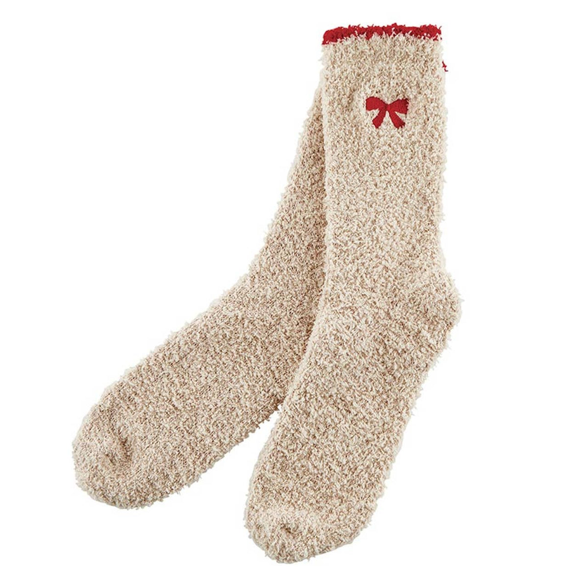 Cozy Blush with Red Bow Socks
