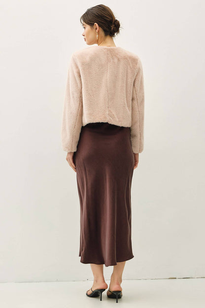 Silky Suede Feel Midi Skirt